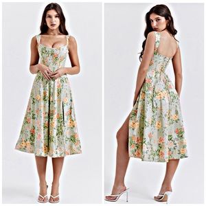 House of CB Saira in Sage Floral Corset Dress NWT